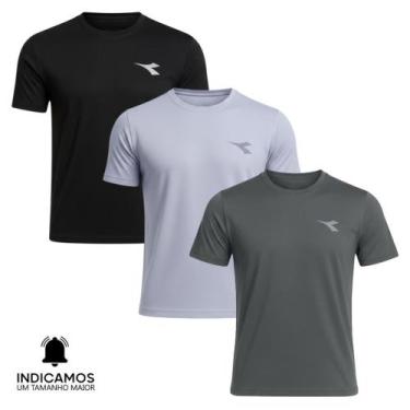 Imagem de Kit 3 Camisetas Diadora Small Logo Masculina - Preto e Chumbo XGG, Pre