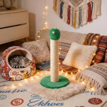 Imagem de Fansafurn Poste arranhador para gatos, arranhador de sisal de 55 cm de altura, suporte de escalada resistente para uso interno, gatinhos e gatos grandes, verde