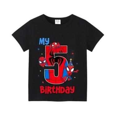 Imagem de Camiseta Infantil Do Homem-Aranha Para O Verão, Impressão Digital De A