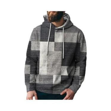 Imagem de Moletom Masculino Oversized Com Estampa Xadrez Engraçada, Simulação 3D