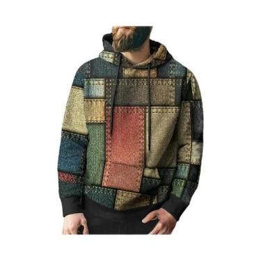 Imagem de Moletom Masculino Oversized Com Estampa Xadrez Engraçada, Simulação 3D