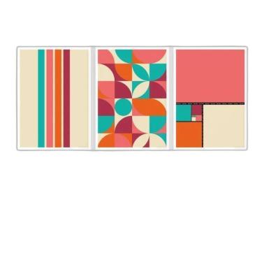 Imagem de Kit 3 Quadros Bauhaus Dopamina 45X34Cm Branca