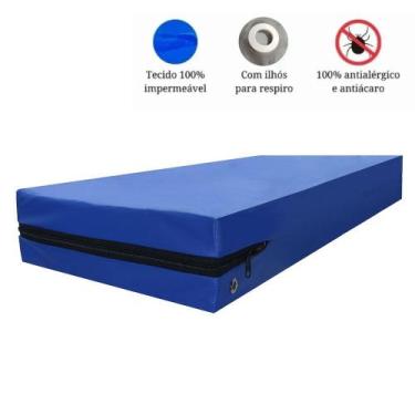 Imagem de Capa Colchão Casal Hospitalar Ziper Impermeável 190X140X30 - Fama, Azu