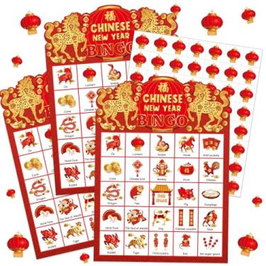 Imagem de Liliful 35 peças de bingo de ano novo lunar chinês, 24 jogadores, cartas de bingo para festivais da primavera de 2026, jogos do ano dos cavalos para atividades em família, suprimentos de lembrancinhas