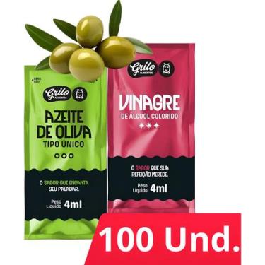Imagem de Kit 100 Sache De Azeite De Oliva E Vinagre Para Restaurante Delivery -