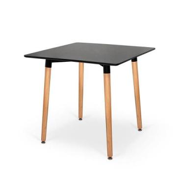 Imagem de Conjunto Mesa de Jantar Quadrada Eiffel Preta 80x80cm com 4 Cadeiras R