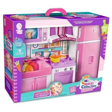 Imagem de Brinquedo Cozinha Infantil Rosa Roxo Fogão Forno Geladeira Freezer Coi