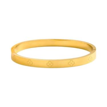 Imagem de Pulseira De Unha Em Aço Inoxidável Banhada a Ouro 18K Com Zircônia Cúb
