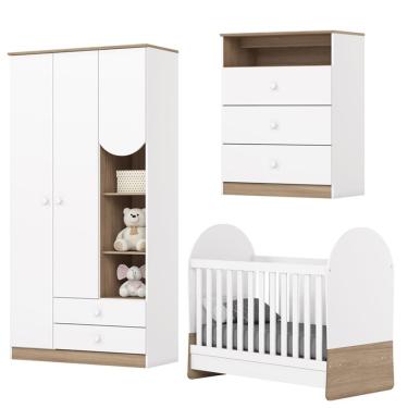 Imagem de Quarto Infantil 3 Pecas Berco Mini Cama Magia Branco Jequitiba  Henn