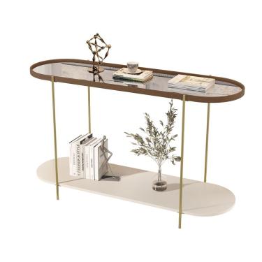 Imagem de Buffet Aparador Alamanda Castanho Com Off White Pe Dourado - Moveis Jb