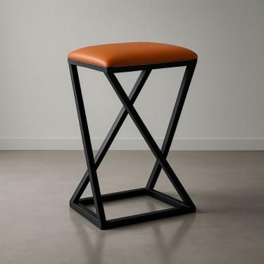 Imagem de Banqueta Banco Banquinho Baixa 50 Cm Cozinha Balcão Corino Cor:caramelo