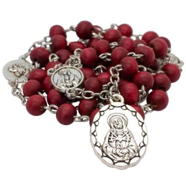 Imagem de Terço Devocional Católico Nossa Senhora das Dores | Instruções de Oração e Contas de Chaplet | Ótimo Presente Religioso Cristão para Confirmação, Small, Madeira, Sem Pedra Preciosa