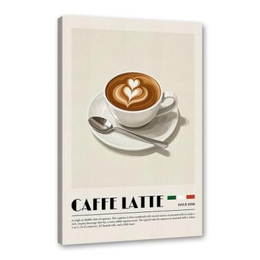 Imagem de Pintura em tela de arte de parede com estampa de cappuccino italiano, café, café, bar, decoração de sala de estar (SKU3,20,3 x 30,5 cm = (20 x 30 cm), emoldurado (tela embalada))