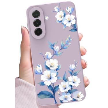 Imagem de SOPROCAS Capa para Samsung Galaxy A57 5G, lindo design floral para mulheres e meninas, capa de telefone de silicone com proteção contra quedas macia e fina com forro de microfibra antiarranhões, flor