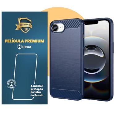 Imagem de Capa Capinha Fibra De Carbono Para iPhone 16e Case Anti Impacto Fosca (Azul, iPhone 16e, Kit com Película Nanoshield)