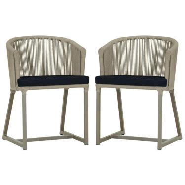 Imagem de 2 Cadeiras De Jantar Noronha Fendi Corda Náutica E12 Trama Rami