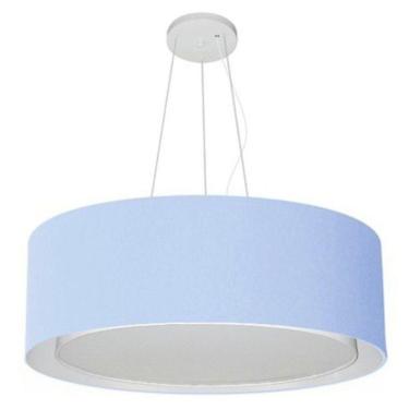 Imagem de Lustre Pendente Cilíndrico Duplo Vivare Md-4126 Cúpula Em Tecido 80x30cm - Bivolt Azul-bebê 127/220v