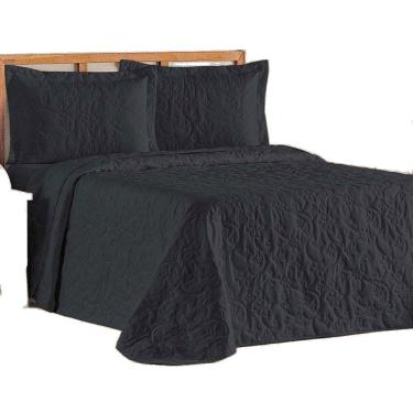 Imagem de Cobre Leito Colcha Queen Mobili 03 Peças - Preto - 100% Poliéster