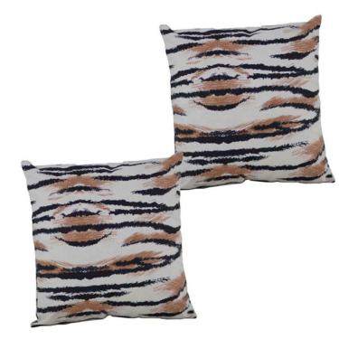 Imagem de 2 Almofadas Cheias Sofa Sala Impermeável Decorativa Antimofo Tigrado