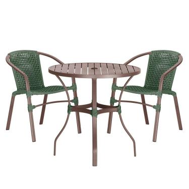 Imagem de 02 Cadeiras Floripa E Mesa Roma 100cm Marrom Trama Original Verde