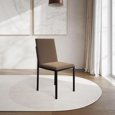 Imagem de Cadeira De Jantar Estofada Mônaco Veludo Marrom - Cor: Preto