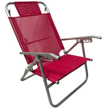 Imagem de Cadeira De Praia Conforto Oversize Reclinavel 140kg Ronchetti Rosa