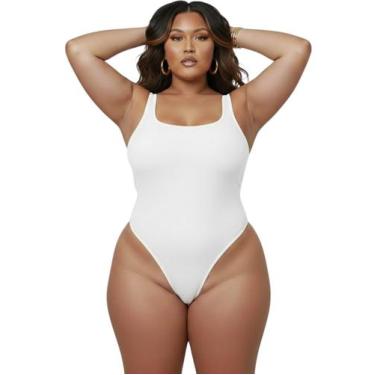 Imagem de Maiô Cavado Brasileira Fashion Plus Size - Luh Godinho, Branco, G1, Su