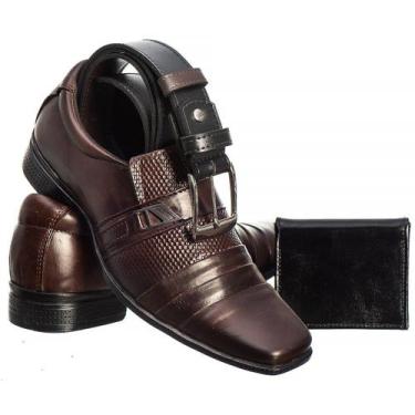 Imagem de Sapato social em couro + brinde cinto e carteira - Iden Shoes, 39