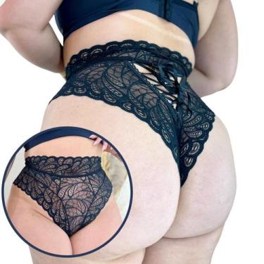 Imagem de Calcinha Plus Size Renda Sexy Luxo Hot Pants Cintura Alta - Like4you, 