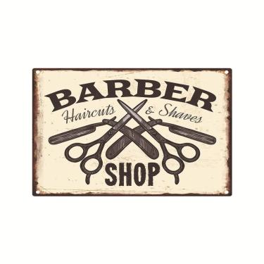 Imagem de Pôster de decoração de parede de metal, pintura em ferro vintage de barbearia
