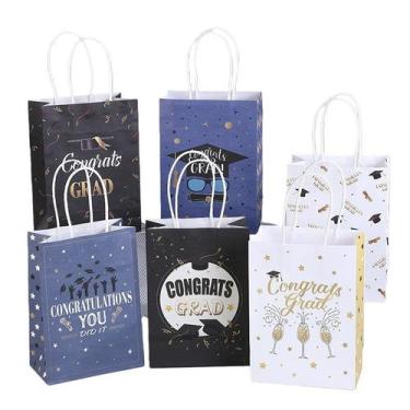 Imagem de Conjunto de sacolas de presente Graduation com boné e estampas de para