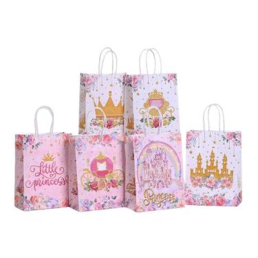 Imagem de Saco de presente Kraft Paper Princess Castle, pacote com 12, 21x15x8cm