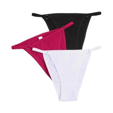Imagem de Conjunto De 3 Calcinhas De Algodão De Cintura Baixa Para Mulheres, Lin