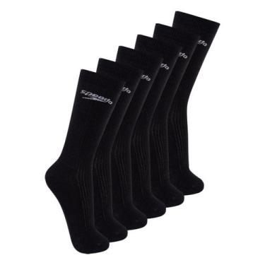Imagem de Kit com 6 Pares de Meias Esportiva Cano Longo Speedo 8027, Preto, 39-4