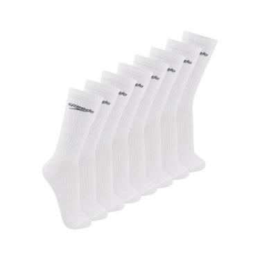 Imagem de Kit com 8 Pares de Meias Esportiva Cano Longo Speedo 8027, Branco, 39-