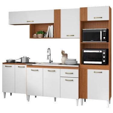Imagem de Cozinha Modulada Balcao Pia 251 Cm Vitoria Armoveis - Cinamomo Branco