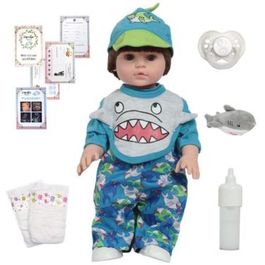 Imagem de Bebê Reborn Menino Boneco Silicone Pode Molhar + Acessórios - Cegonha 