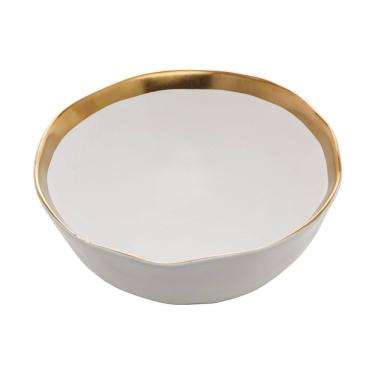 Imagem de Bowl Cumbuca de Porcelana Branco/Dourado Dubai 500ml 15x7cm Wolff