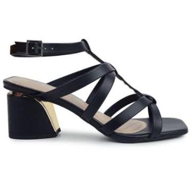 Imagem de Sandália Feminina Ramarim Preta e Dourada - 2428-Feminino