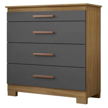 Imagem de Cômoda 4 Gavetas New Carvalho Americano Grafite- Incorplac