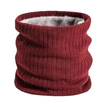 Imagem de Cachecol Térmico De Lã Grossa Forrado Com Fleece, Corta-Vento, Para In