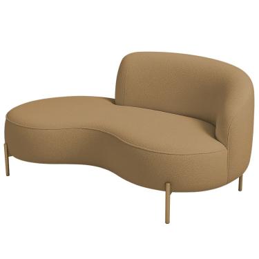 Imagem de Sofá Curvo 2 Lugares 150cm Braço Esq. Thommy Pés Ouro Bouclé Camel - Nexta Casa