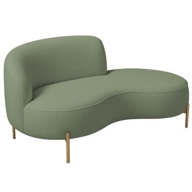 Imagem de Sofá Curvo 3 Lugares 180cm Braço Dir. Thommy Pés Ouro Bouclé Verde Claro - Nexta Casa