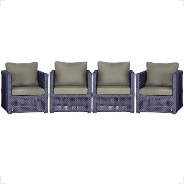 Imagem de Kit 4 Poltronas Madri Estofado 8 Trama Azul Trama Original