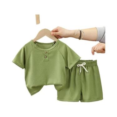 Imagem de Conjunto De Roupas Waffle Para Bebês Meninos De Verão 2 Peças Camisa S