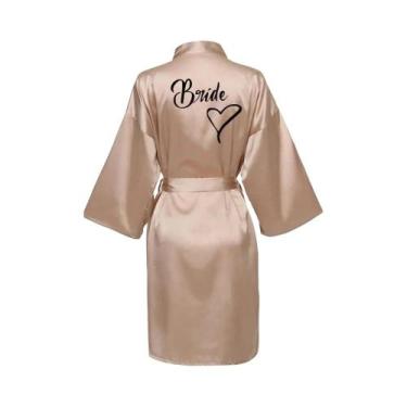 Imagem de Roupão De Seda Satinado Curto Para Mulheres, Estampa Sexy, Roupão De B