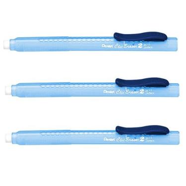 Imagem de Apontador de Borracha Pentel Clic Stick Azul Kit com 3