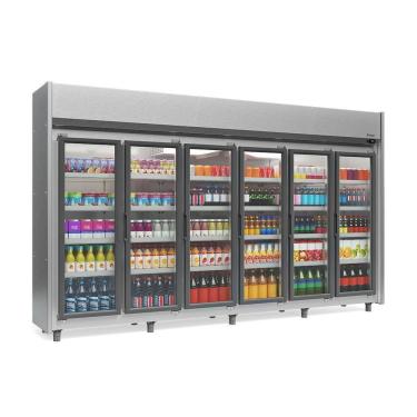 Imagem de Expositor 6 Portas Tipo Inox Geas6p 4 Prateleiras 220V Gelopar