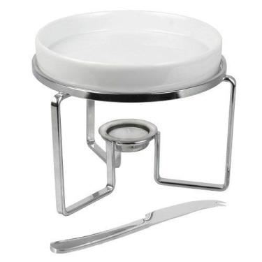 Imagem de Rechaud para queijo brie em ceramica com faca inox -Fracalanza, 3 mese