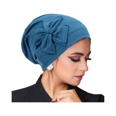 Imagem de Turbante Com Laço Para Mulheres Muçulmanas, Lenço De Cabeça, Touca Par